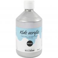 Creativ Company - CC Kids Metallic Acrylverf Zilver 500 ml - #589284